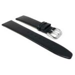 side of flat womens leather strap, black, silver buckle