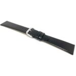 angle of flat womens leather strap, black, silver buckle