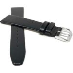 front of flat womens leather strap, black, silver buckle