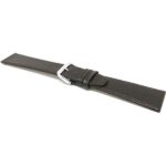 Angle view of Brown Classic Slim Leather Watch Band with Stitch with Silver Tone Buckle