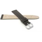 Back view of Brown Classic Slim Leather Watch Band with Stitch with Silver Tone Buckle