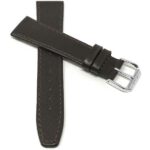 Front view of Brown Classic Slim Leather Watch Band with Stitch with Silver Tone Buckle