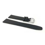 Side view of Black Slim Leather Watch Strap, Buffalo Pattern with Silver Tone Buckle