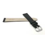 Back view of Black Slim Leather Watch Strap, Buffalo Pattern with Silver Tone Buckle