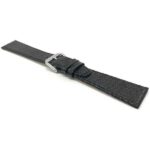 Angle view of Black Womens Slim Leather Watch Strap, Lizard Pattern with Silver Tone Buckle