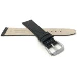 Back view of Black Womens Slim Leather Watch Strap, Lizard Pattern with Silver Tone Buckle