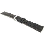 Angle view of Brown Womens Slim Leather Watch Strap, Crocodile Pattern with Silver Tone Buckle