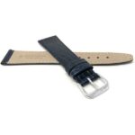 Back view of Blue Flat Leather Watch Band, Texas Teju Pattern with Silver Tone Buckle