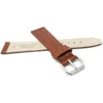 Back view of Tan Thin Leather Watch Band, Bark Pattern with Silver Tone Buckle