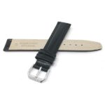 Back view of Black Classic Womens Leather Band, Semi-Glossy, Standard or Extra Long with Silver Tone Buckle
