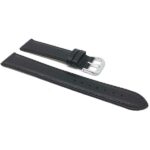 Side view of Black Womens Double Extra Long (XXL) Watch Strap, Leather, Padded, Buffalo Pattern with Stainless Steel Buckle
