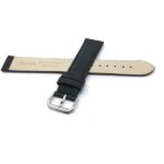 Back view of Black Womens Double Extra Long (XXL) Watch Strap, Leather, Padded, Buffalo Pattern with Stainless Steel Buckle