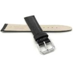Back view of Black Leather Watch Band, Lizard Pattern, Glossy with Silver Tone Buckle