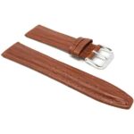 Side view of Tan Leather Band. Semi Glossy, Standard or Extra Long (XL) with Silver Tone Buckle