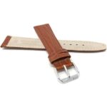 Back view of Tan Leather Band. Semi Glossy, Standard or Extra Long (XL) with Silver Tone Buckle