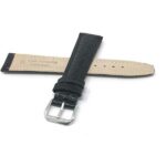 Back view of Black Womens Leather Strap, Lizard Pattern, Padded, Glossy with Silver Tone Buckle