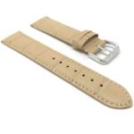 Side view of Beige Womens Leather Band, Alligator Pattern, Standard, Extra Long (XL) with Silver Tone Buckle