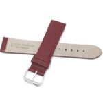 Back view of Red Womens Leather Watch Strap, Semi-Padded, Stitching with Silver Tone Buckle