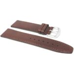 Side view of Tan Classic Flat Leather Watch Band, Stitch, Standard, Extra Long (XL) with Silver Tone Buckle