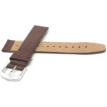 Back view of Tan Classic Flat Leather Watch Band, Stitch, Standard, Extra Long (XL) with Silver Tone Buckle
