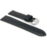 Side view of Black Womens Mat Finish Leather Band, Modern with Silver Tone Buckle