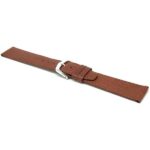 Angle view of Tan Classic Womens Leather Watch Strap, Flat, Grained Pattern, Thin with Silver Tone Buckle