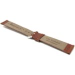 Back view of Tan Classic Womens Leather Watch Strap, Flat, Grained Pattern, Thin with Silver Tone Buckle