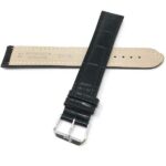 Back view of Black 22mm Triple Extra Long (XXXL) Leather Watch Band, Alligator Pattern with Stainless Steel Buckle