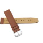 Back view of Tan Mens Leather Watch Band, Padded, Square Tip with Silver Tone Buckle