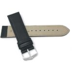 Back view of Black Mens Leather Strap, Semi-Padded, Stitching with Silver Tone Buckle