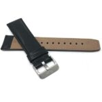 Back view of Black 22mm Mens Leather Watch Band, Padded - 22mm, Black with Silver Tone Buckle