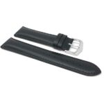 Side view of Black Leather Watch Strap, Padded, Mat Finish - 12mm, Black with Stainless Steel Buckle
