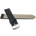 Back view of Black Leather Watch Strap, Padded, Mat Finish - 12mm, Black with Stainless Steel Buckle