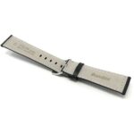 Back view of Black Mens Leather Watch Band, Stitching, Padded, Standard & Extra Long (XL) with Stainless Steel Buckle