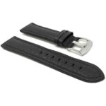 Side view of Black Mens Leather Strap, Buffalo Pattern, Padded, Standard & Extra Long (XL) with Stainless Steel Buckle