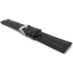 Angle view of Black Mens Leather Strap, Buffalo Pattern, Padded, Standard & Extra Long (XL) with Stainless Steel Buckle