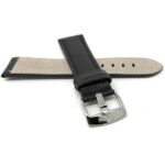 Back view of Black Mens Leather Strap, Buffalo Pattern, Padded, Standard & Extra Long (XL) with Stainless Steel Buckle