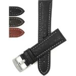 Bandini 502 | Mens Leather Band, Buffalo Pattern, White Stitch, Padded, Standard & Extra Long (XL)