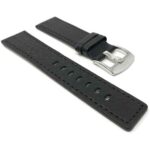 Side view of Black Square Tip Leather Watch Strap for Men with Stainless Steel Buckle