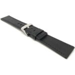 Angle view of Black Square Tip Leather Watch Strap for Men with Stainless Steel Buckle