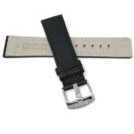 Back view of Black Square Tip Leather Watch Strap for Men with Stainless Steel Buckle