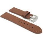 Side view of Tan Thick Mens Leather Watch Strap, Racer Style with Stainless Steel Buckle