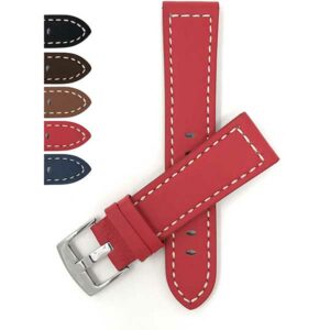 Bandini 516s | Thick Mens Leather Watch Strap, Racer, White Stitch