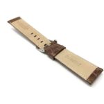 Back view of Tan Mens Leather Watch Band, Crocodile Pattern with Stainless Steel Buckle