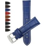 Bandini 518s | Mens Leather Strap, Alligator Pattern, White Stitch, Many Colors