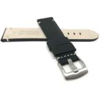 Back view of Black Mens Distressed Leather Watch Strap, White Stitch (Also Extra Long XL) with Stainless Steel Buckle