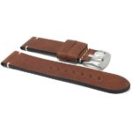 Side view of Dark Tan Mens Distressed Leather Watch Band, Minimal Stitch with Stainless Steel Buckle