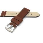 Back view of Dark Tan Mens Distressed Leather Watch Band, Minimal Stitch with Stainless Steel Buckle