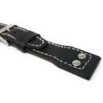 Closeup view of Black Mens Leather Watch Strap with Rivets for IWC Big Pilot & TW Steel with Stainless Steel Buckle