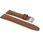 Side view of Tan Classic Leather Watch Strap, Padded with Stainless Steel Buckle